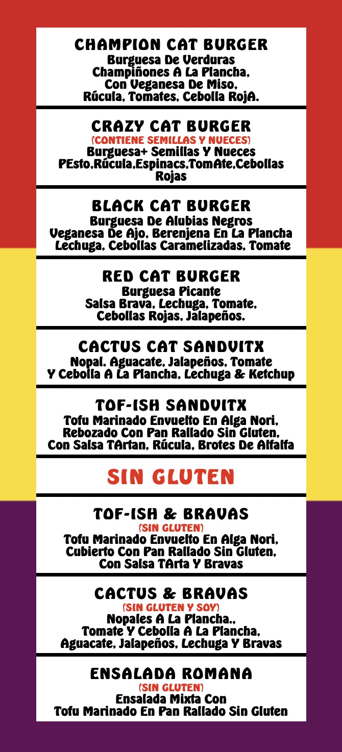 Spanish menu